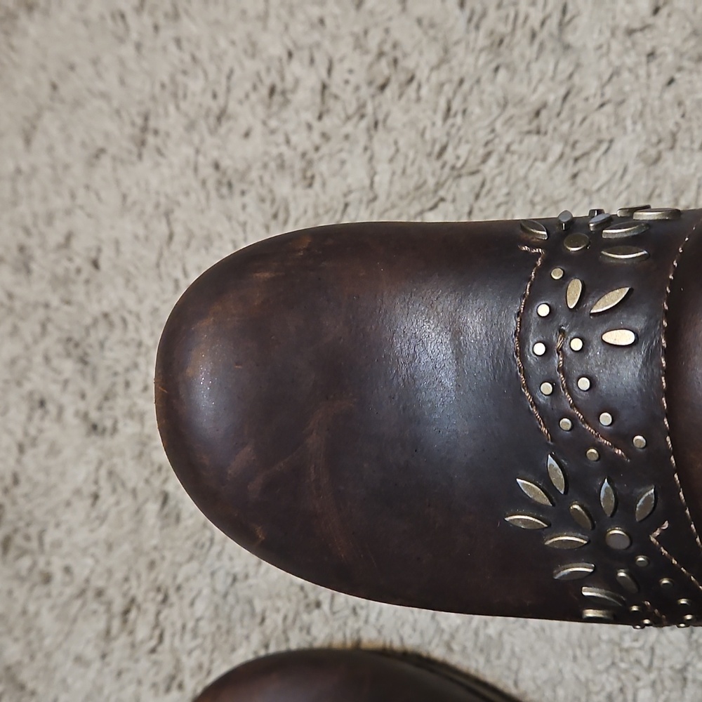 Dansko Patricia Embellished Brown Leather Clogs - Picture 15 of 16